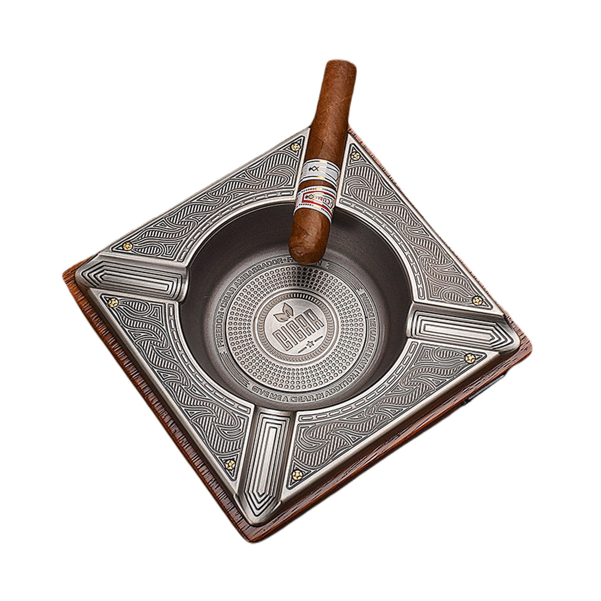 Vintage Cigar Ashtray Wooden Square (4 Cigars) – Ashtray Planet