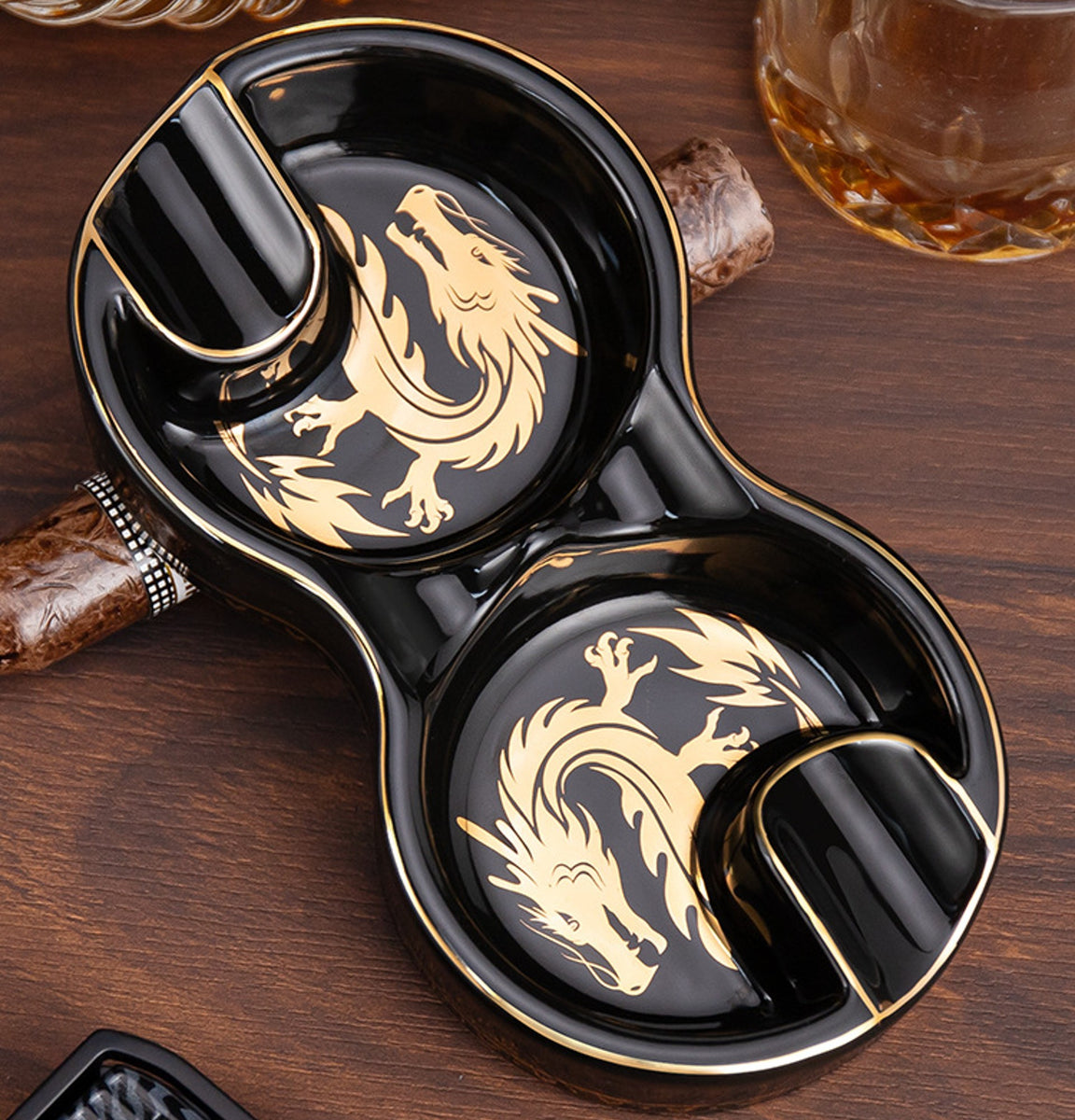 Cool Cigar Ashtray Double Dragons – Ashtray Planet