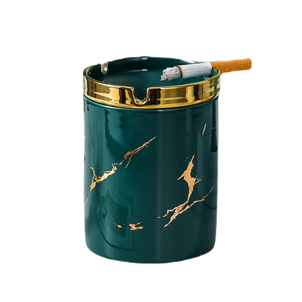 Ashtray with Funnel Lid and Gold Patterns Ashtray