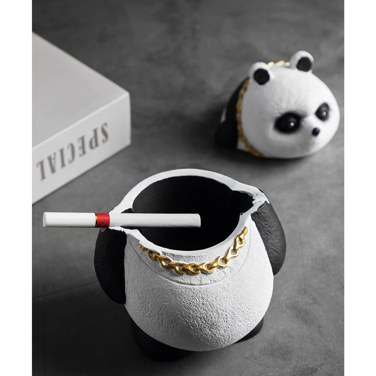 Cute Panda Ashtray with Lid Cement Ashtray