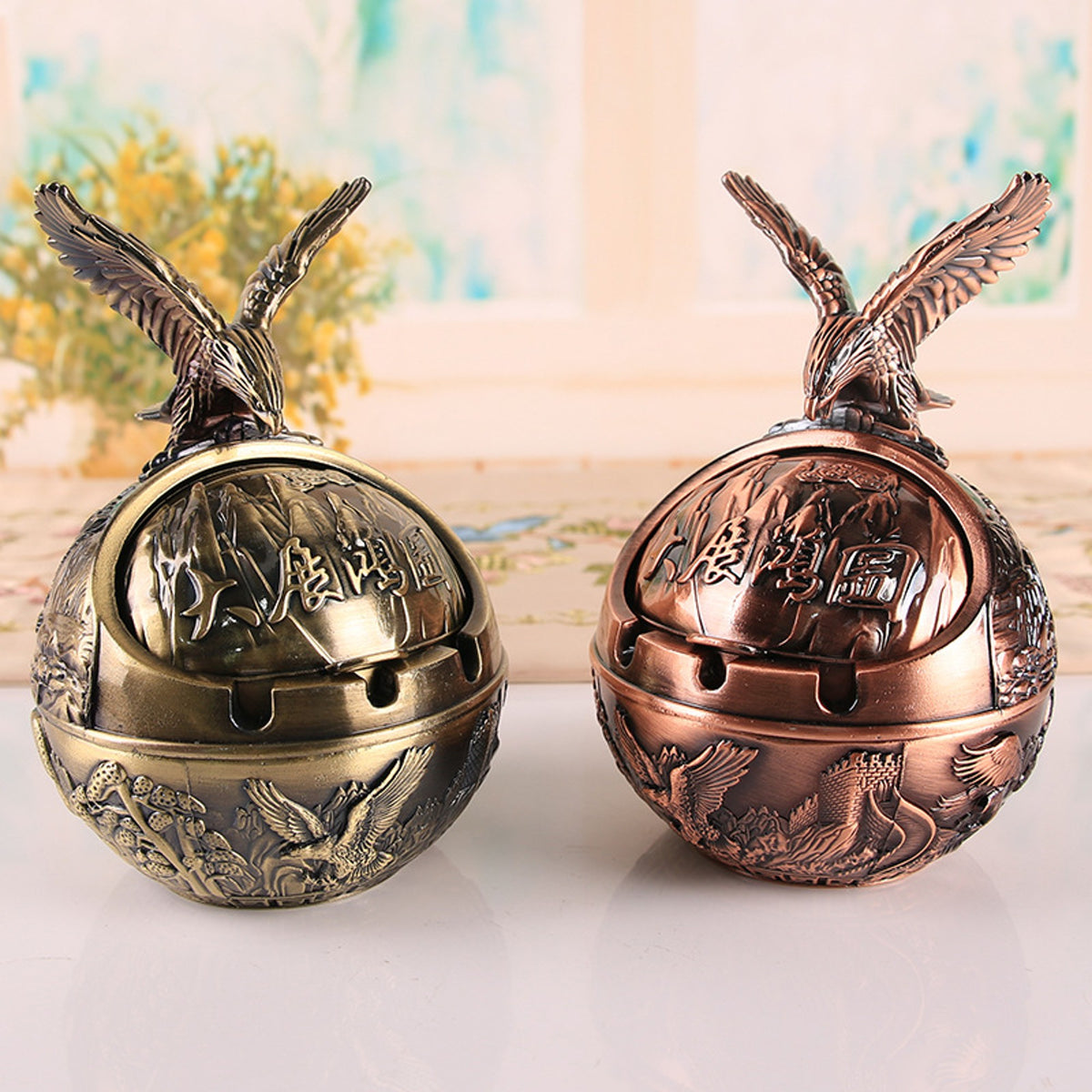 Outdoor Covered Ashtray Vintage Ambitious Eagle Ashtray