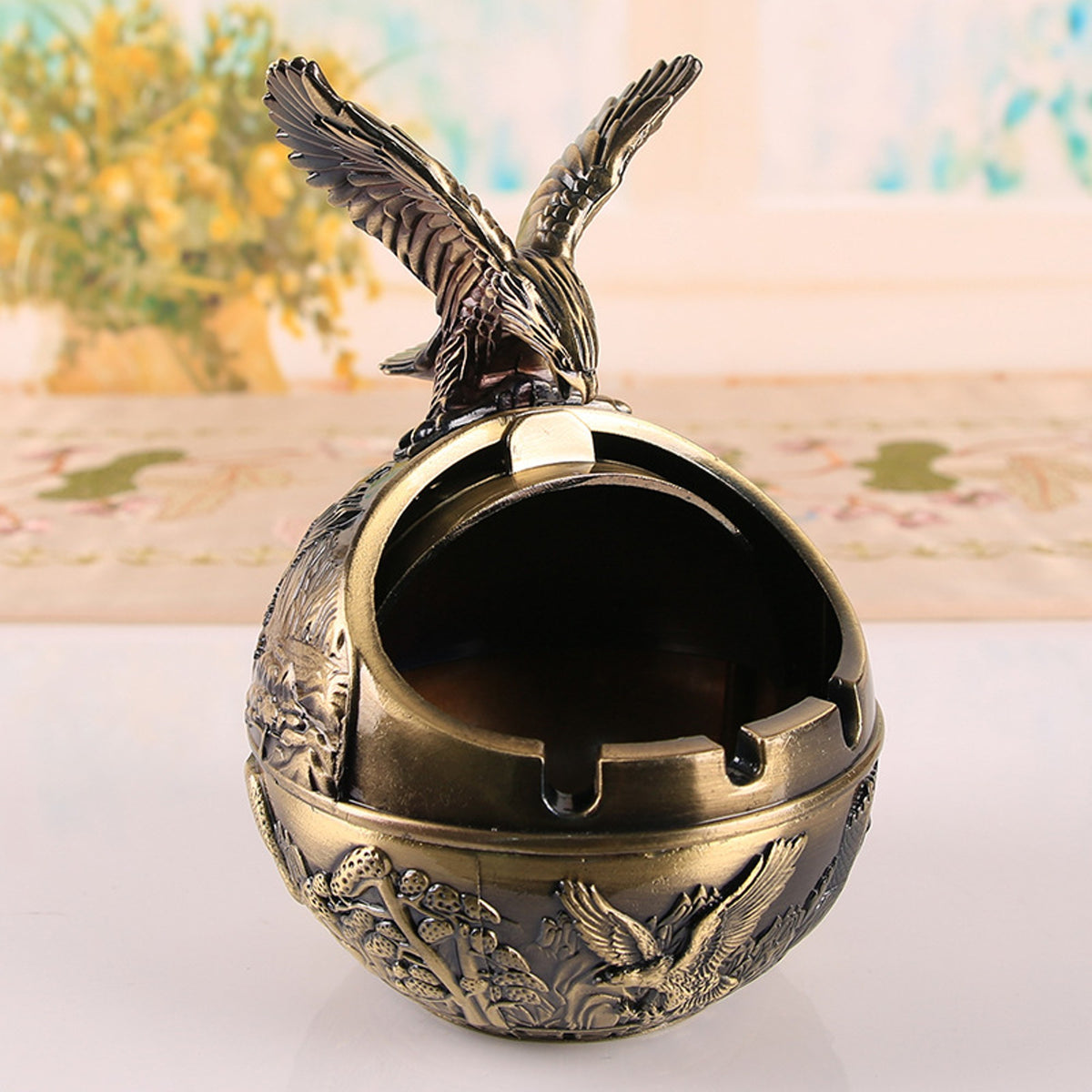 Outdoor Covered Ashtray Vintage Ambitious Eagle Ashtray