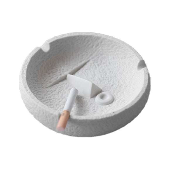 minimalist ashtray facial expression ceramic white