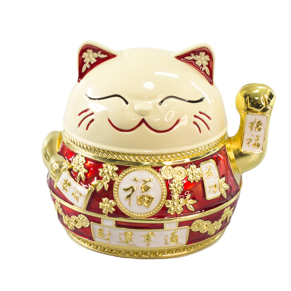 zinc alloy cute fortune cat ashtray with lid 