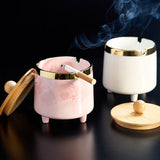 nordic outdoor ashtray with lid cool cute ceramic ash tray covered lidded gold edge pink white