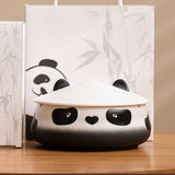 Adorable Panda Ashtray with Lid Ceramic Cute Cool Pottery Porcelain Ash Tray Covered Lidded Smokeless Windproof Portable