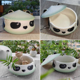 Adorable Panda Ashtray with Lid Ceramic Cute Cool Pottery Porcelain Ash Tray Covered Lidded Smokeless Windproof Portable