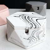 Outdoor Ashtray with Lid Hexagonal Cement Ash Tray Covered Lidded Windproof Smokeless Heavy white