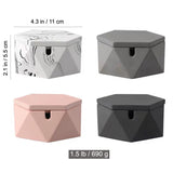 Outdoor Ashtray with Lid Hexagonal Cement Ash Tray Covered Lidded Windproof Smokeless Heavy 