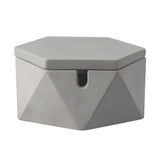 Outdoor Ashtray with Lid Hexagonal Cement Ash Tray Covered Lidded Windproof Smokeless Heavy light grey gray