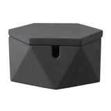 Outdoor Ashtray with Lid Hexagonal Cement Ash Tray Covered Lidded Windproof Smokeless Heavy dark gray grey