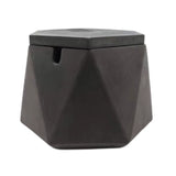 black hexagon ashtray with lid matte cement finish