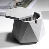 gray hexagon ashtray open lid minimalist cement design