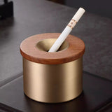 Brass Ashtray for Cigarettes Rosewood or Ebony Funnel Lid Cool Cute Ash Tray Windproof Smokeless Lidded Covered