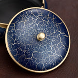 Brass Ashtray with Lid Luxury Marble Texture Design Blue