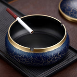 Brass Ashtray with Lid Luxury Marble Texture Design Blue