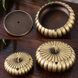 Brass pumpkin ashtray lid and base separated removable lid detail