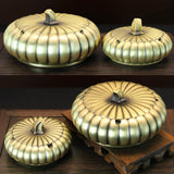 Brass pumpkin cigar ashtray large and small size comparison set