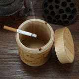 Car Ashtray with Lid Bamboo cool rustic covered lidded smokeless outdoor ash tray