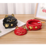 Cat Ashtray with Lid Cement Red Black Windproof Smokeless Lidded Covered Cute Cool Ash tray