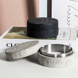 Cement Ashtray with Stainless Steel Removable Tray With Lid