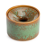 Ceramic Ashtray with Funnel Lid Windproof Covered Lidded Smokeless Ash Tray Green