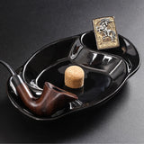 Ceramic Pipe Ashtray Large Black Cool Ash Tray