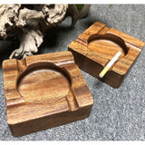 Cigar Ashtray Cool Solid Walnut Wood Rustic Minimalist Ash Tray Square Cigarette