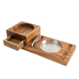 Cigar Ashtray Whiskey Glass Holder Wooden Tray