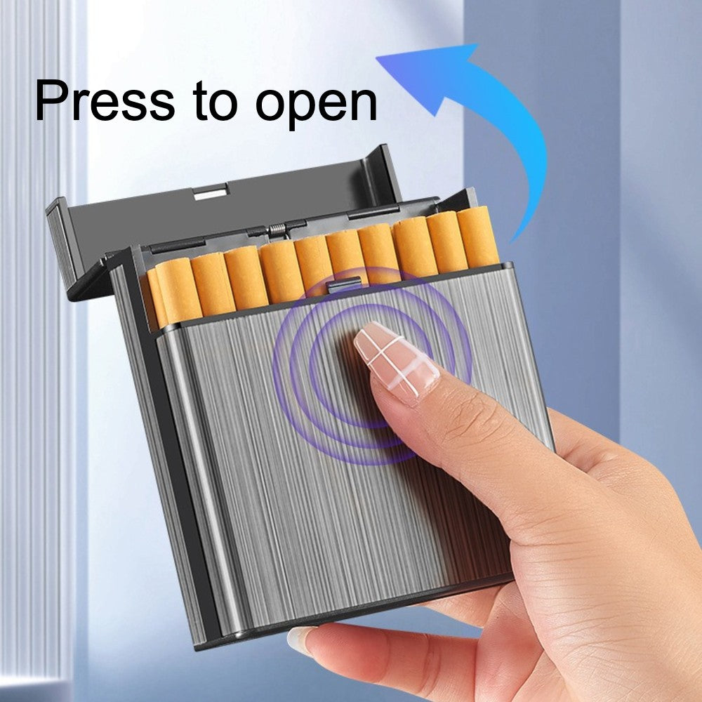 cigarette paper case PU Leather Slim Hard Holder Magnetic Closure Standard Long Size Slate Blue / Long Large Capacity Cigarette Case for