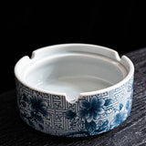 Classic Porcelain Ashtray Traditional Blue White Design Ash Tray Ceramic Clay