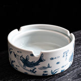 Classic Porcelain Ashtray Traditional Blue White Design Ash Tray Ceramic Clay