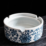 Classic Porcelain Ashtray Traditional Blue White Design Ash Tray Ceramic Clay