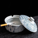 Classic Porcelain Ashtray Traditional Blue White Design Ash Tray Ceramic Clay
