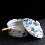 Classic Porcelain Ashtray Traditional Blue White Design Ash Tray Ceramic Clay