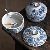 Classic Porcelain Ashtray Traditional Blue White Design Ash Tray Ceramic Clay