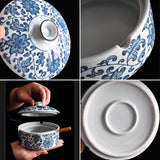 Classic Porcelain Ashtray Traditional Blue White Design Ash Tray Ceramic Clay