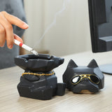 Cool Dog Lidded Ashtray Ceramic Cute Clay Ash Tray with Lid Windproof Smokeless Covered