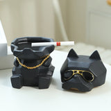 Cool Dog Lidded Ashtray Ceramic Cute Clay Ash Tray with Lid Windproof Smokeless Covered