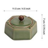 Cool Outdoor Ashtray with Lid Ceramic Hexagon Covered Windproof Smokeless Ash Tray Pottery Porcelain Clay