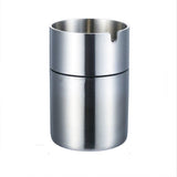 metal ashtray with lid stainless steel covered ash tray for car outdoor cool smokeless windproof silver