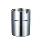 metal ashtray with lid stainless steel covered ash tray for car outdoor cool smokeless windproof silver