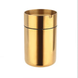 metal ashtray with lid stainless steel covered ash tray for car outdoor cool smokeless windproof gold