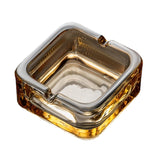 Crystal Glass Square Ashtray Minimalist Ash Tray Amber Gold