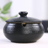 Cute Outdoor Ashtray with Lid Cool Ceramic Ash Tray Smokeless Windproof Covered Lidded