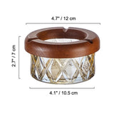 Cute Crystal Glass Ashtray with Wooden Cigarette Rest Cool Ash Tray