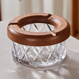 Cute Crystal Glass Ashtray with Wooden Cigarette Rest Cool Ash Tray