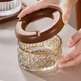 Cute Crystal Glass Ashtray with Wooden Cigarette Rest Cool Ash Tray