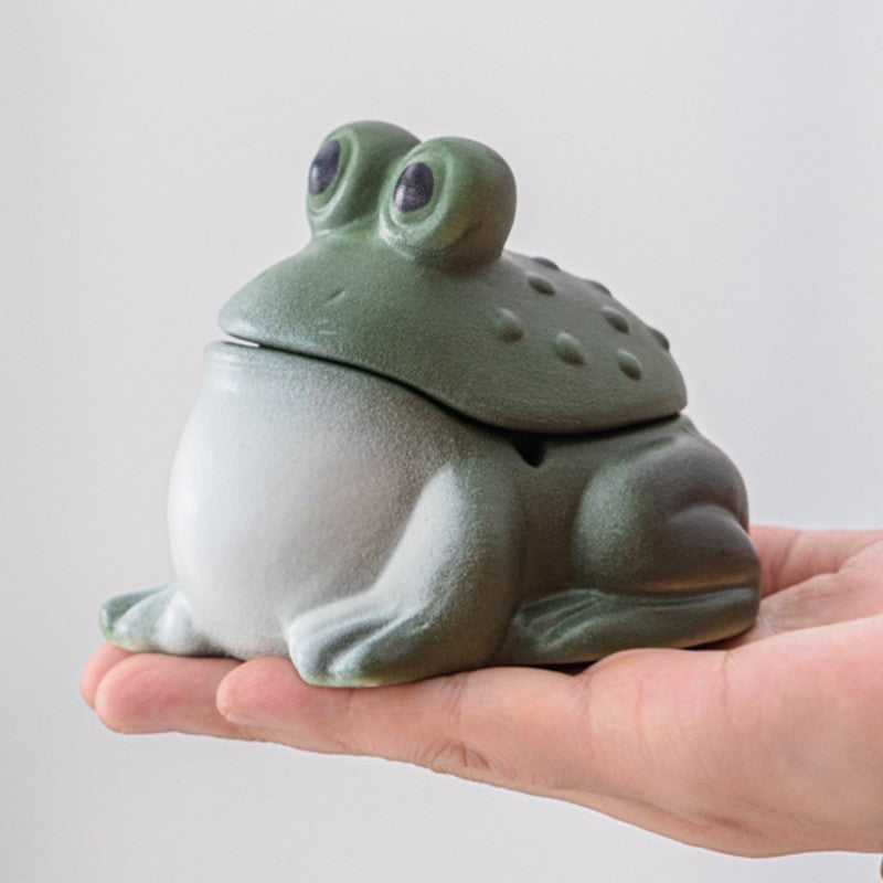 Cute Frog Ceramic Covered Ashtray with Lid Windproof – Ashtray Planet