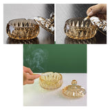 Cute Glass Ashtray with Lid Smokeless Covered Lidded Ash Tray Windproof